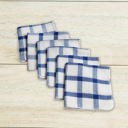 Set of 24 Checkered Pattern Kitchen Tea Towels Dish Scrubbing Cleaning Cloth