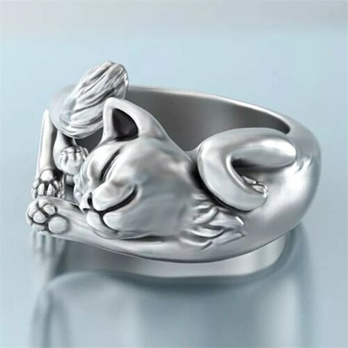 Fortune Cat Animal Rings Couple Jewelry Adjustable Finger Rings Unisex