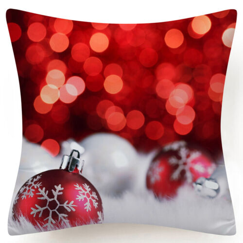 Throw PILLOW COVER Christmas Red White Xmas Double-Sided Cushion Case 18x18" USA