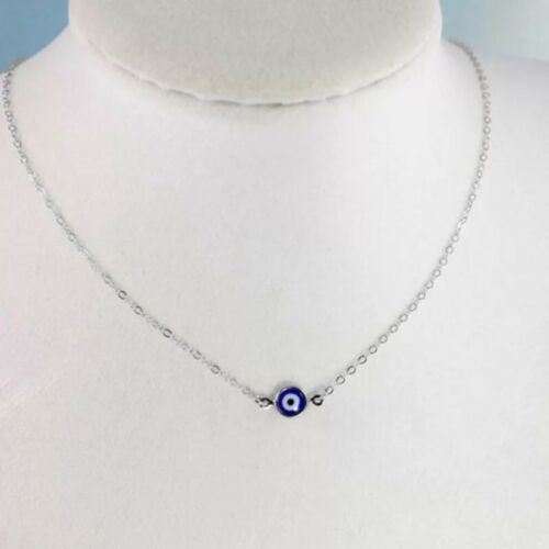 Simple Evil Eye Thin Pendant Women Jewelry Necklace Turkish Lucky Fashion