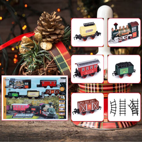 16Pcs Around Christmas Tree Rocky Mountain Toy Train Set Double Round Track