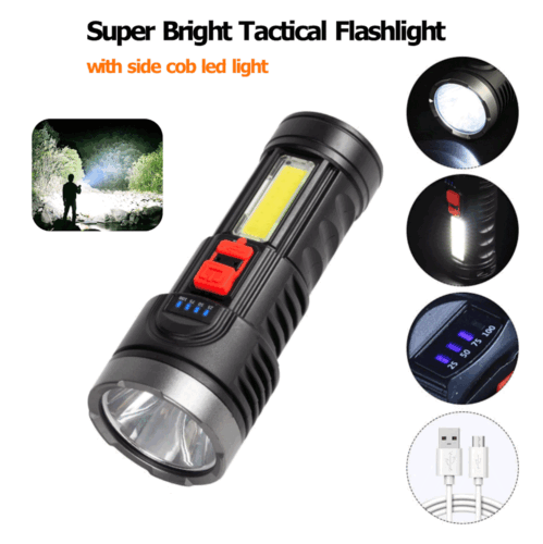 Super Bright LED FLASHLIGHT Torch Tactical USB Rechargeable & Battery