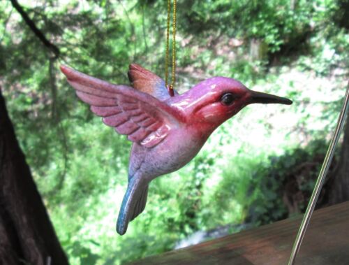 Hummingbird Hanging Ornament 4" Polystone Bird Choose from 3 Colors