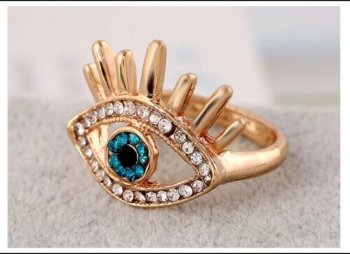 Women's Jewelry Blue Evil Eye Cubic Zirconia Gold Color Ring