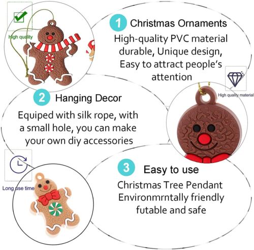 Gingerbread Man Ornaments Christmas Tree Hanging Pendant Xmas Decoration -12pcs