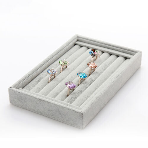 1-2 Pc Velvet Jewelry Ring Display Organizer Tray Holder