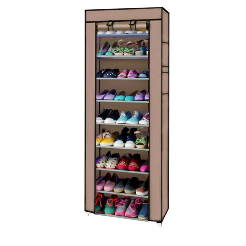 Portable Shoe Rack 9 Shelf Storage Closet Home Organizer Cabinet with Cover