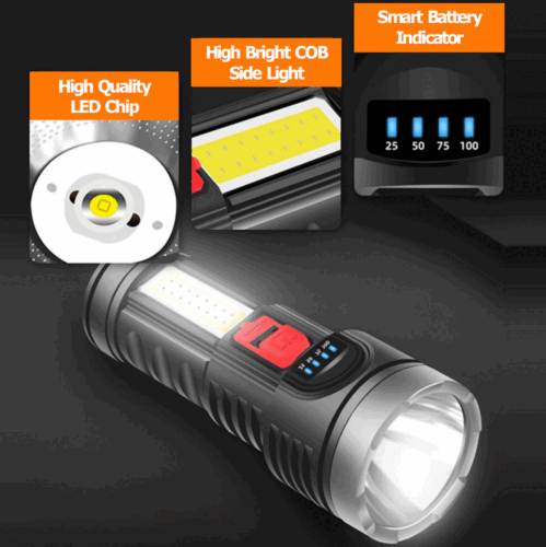 Super Bright LED FLASHLIGHT Torch Tactical USB Rechargeable & Battery