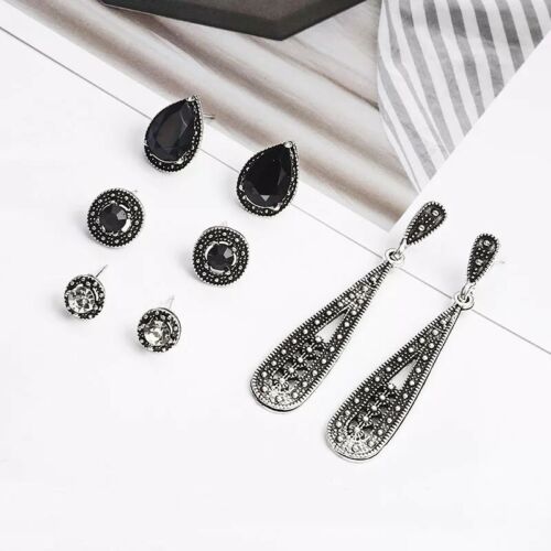 4Pairs Women Crystal Bohemian Earring Set Stud Earrings Women