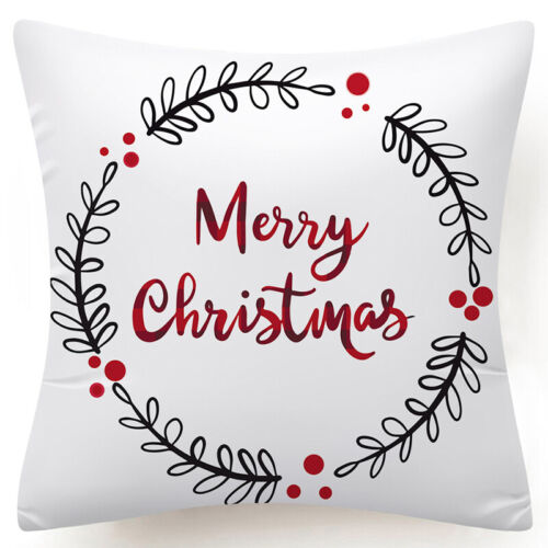 Throw PILLOW COVER Christmas Red White Xmas Double-Sided Cushion Case 18x18" USA