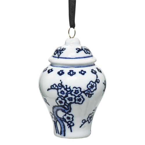 Mini Ginger Jar Ornaments - Set of 4 Porcelain Hanging Chinoiserie Vases