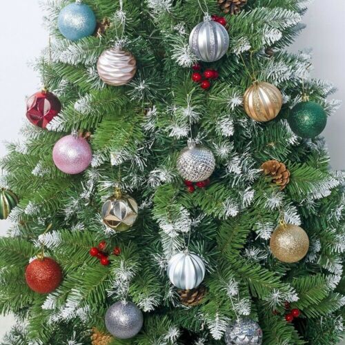 12Pcs/Box Christmas Glitter Balls Ornaments Xmas Tree Ball Hanging Party Decor