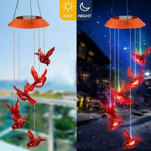 LED Solar Wind Chime Light Color Changing Hanging Lamp Waterproof Garden Decor