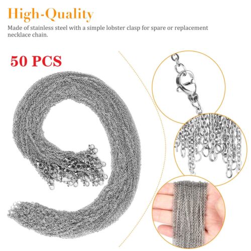 50Pcs 2mm Stainless Steel Tone Cable Link Chain for DIY Necklace Jewelry Making