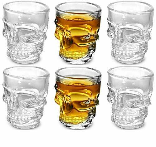 Skull Face Heavy Base Whiskey Shot Glasses Set of 6