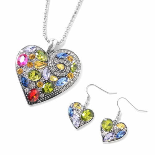 Love Heart Jewelry Set for Women Earrings Necklace Mix Metal Fashion Gifts 24''